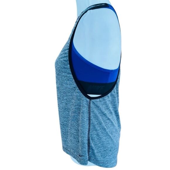 Nike DriFit gray tank top with attached blue sports bra size Small. - Picture 5 of 7